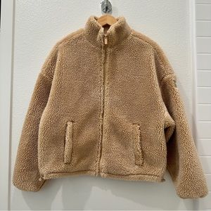 Alo Yoga Fleece Sherpa Jacket Teddy Oversized Full Zip in Camel - Size S